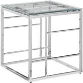 20" Square End Table in Glass & Polished Steel